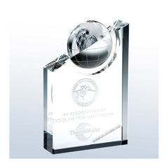 C583 World Globe Pinnacle Crystal Award - American Trophy & Award Company - Los Angeles, CA 90022
