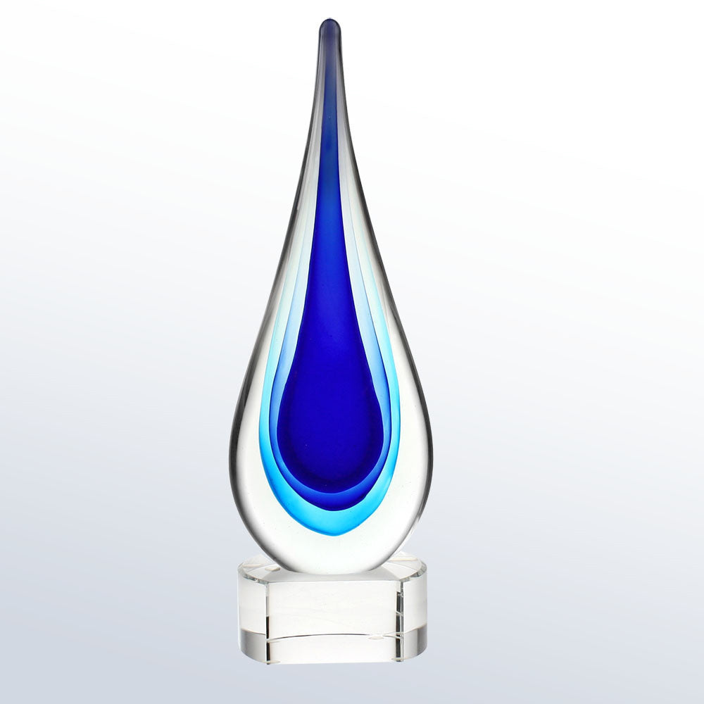 Style G1282 Tear Drop Blue Art glass Award - American Trophy & Award Company - Los Angeles, CA 90022