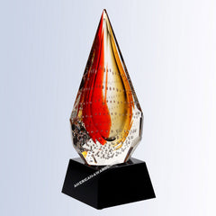 G1611 Red Flare Art Glass Award - American Trophy & Award Company - Los Angeles, CA 90022