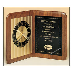 BC95 Walnut Quartz Clock Plaque - American Trophy & Award Company - Los Angeles, CA 90022