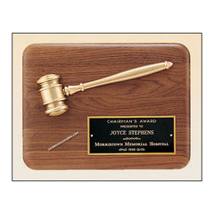 PG1686 Genuine Walnut Gavel Mounted Award Plaque - American Trophy & Award Company - Los Angeles, CA 90022