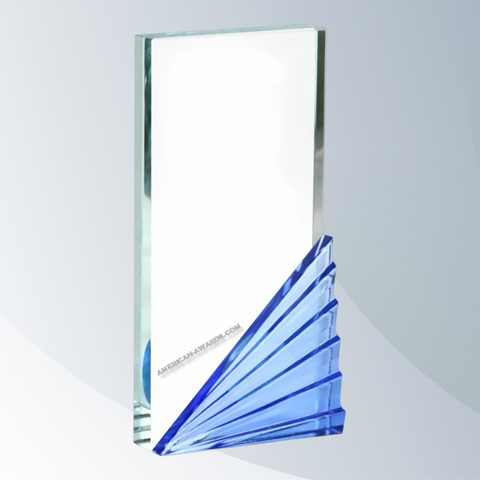 AT2507B | Moonbeam Blue Starfire Clear Glass Award