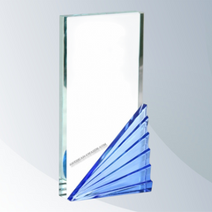 AT2507B | Moonbeam Blue Starfire Clear Glass Award
