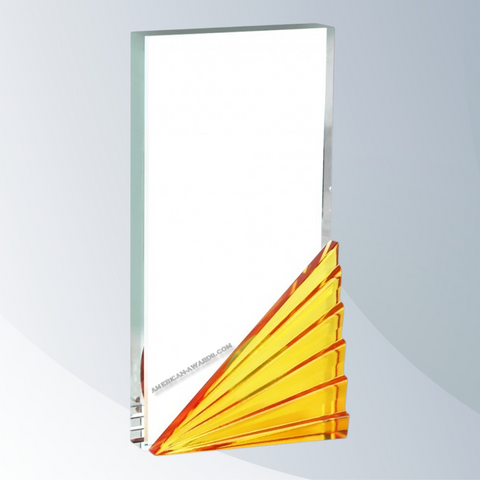 AT2507Y | Moonbeam Yellow Starfire Clear Glass Award