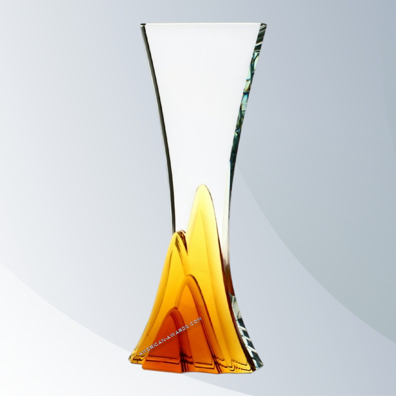 AT2509A | Mountain-Amber Starfire Glass Award