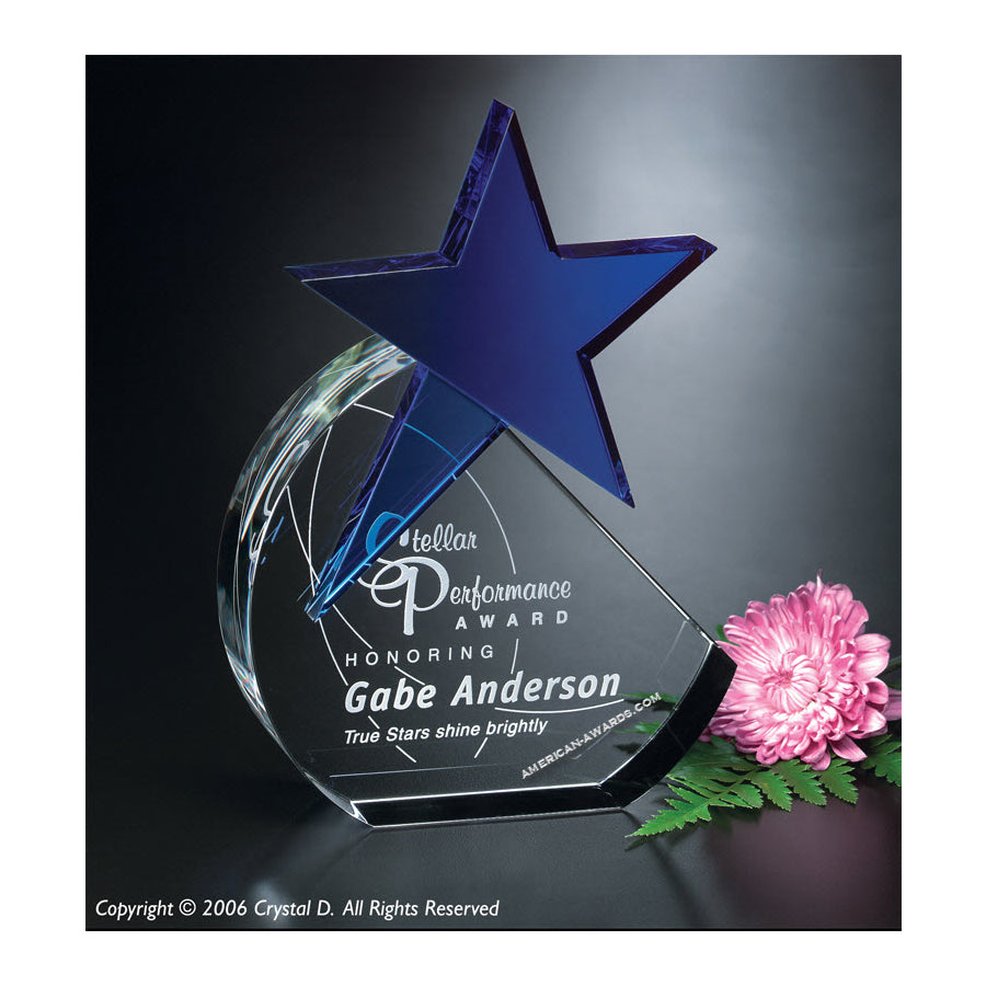 6410 Cerulean Star Crystal Award:American Trophy & Award Company Los Angeles, CA