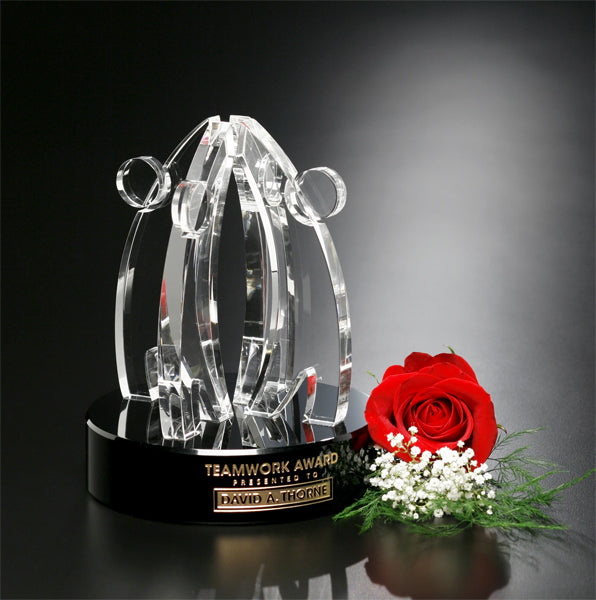 6728 Optic Crystal Teamwork Award - American Trophy & Award Company - Los Angeles, CA 90022