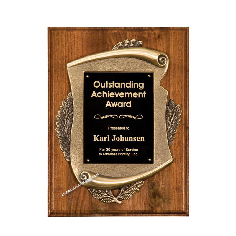 Premium Walnut Scroll Award Plaque - American Trophy & Award Company - Los Angeles, CA 90022