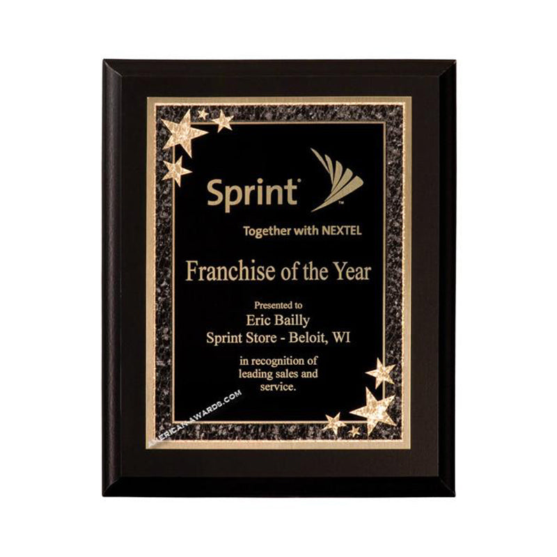 6C801 Ebony finish starburst recognition plaque - American Trophy & Award Company - Los Angeles, CA 90022