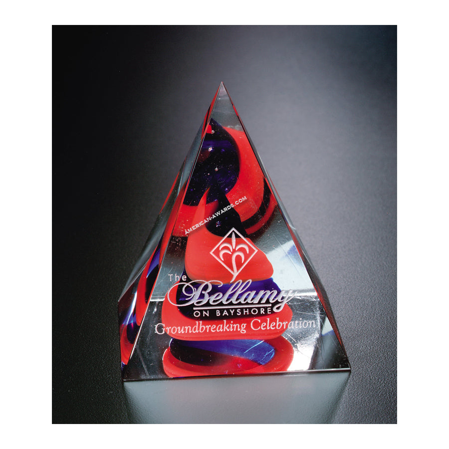 7210 Swirl Pyramid Art Glass Award - American Trophy & Award Company - Los Angeles, CA