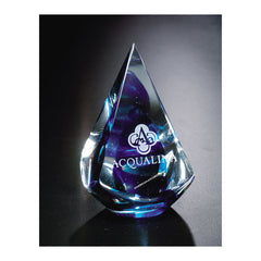 7211 Blue Quatro Pyramid Art Glass Award - American Trophy & Award Company - Los Angeles, CA