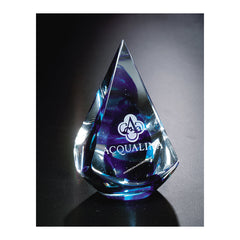 7211 Blue Quatro Pyramid Art Glass Award - American Trophy & Award Company - Los Angeles, CA