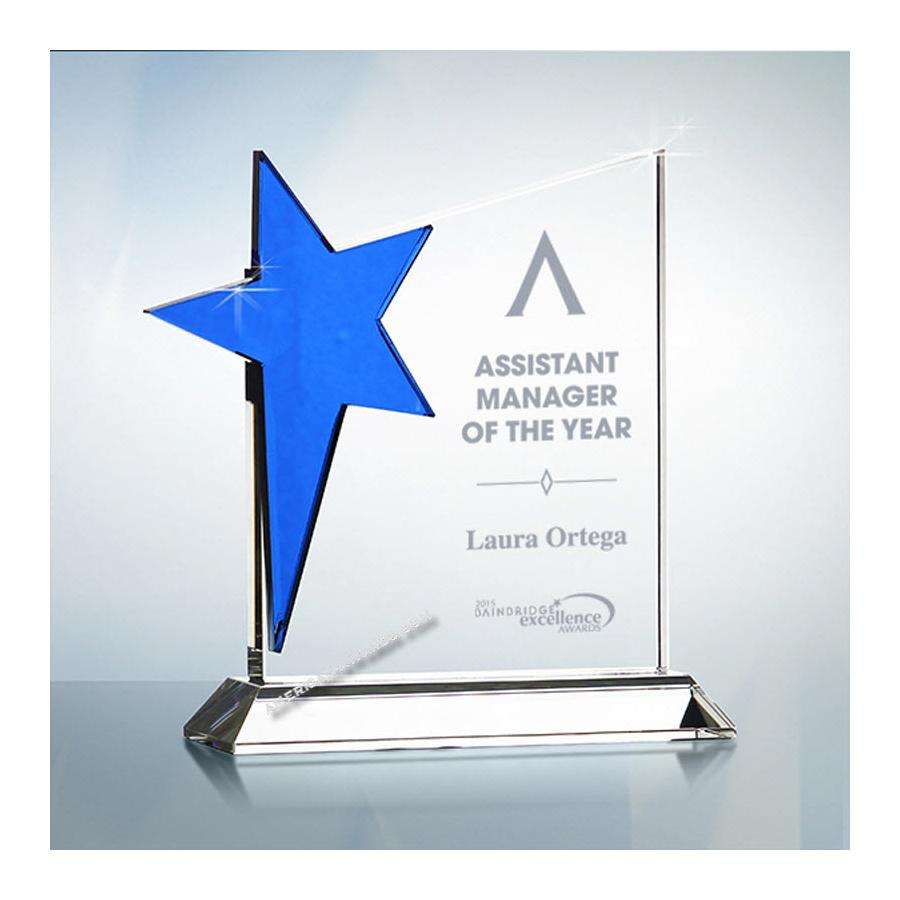 A1002 Blue Star Crystal Award - American Trophy & Award Company - Los Angeles, CA 90022