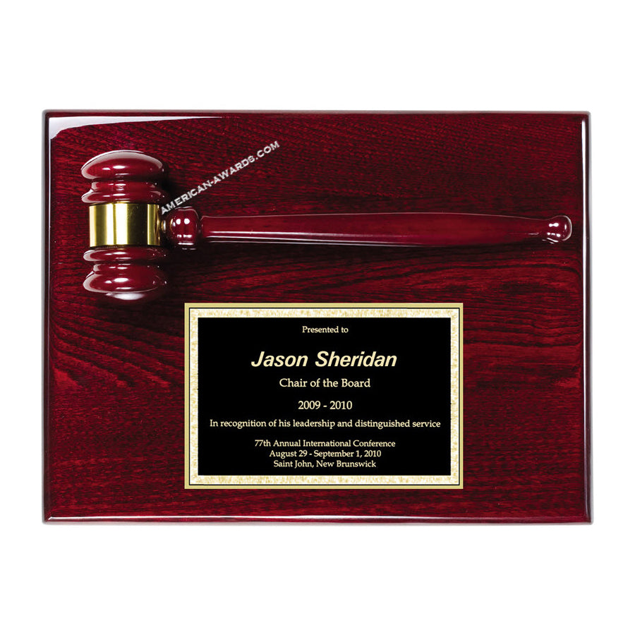 AGP30 Piano-finish rosewood gavel plaque-American Trophy & Award Company-Los Angeles, CA 90012