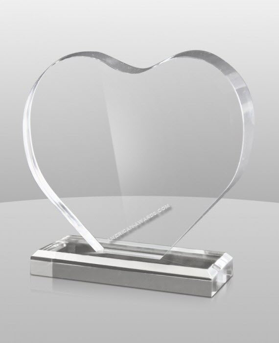 Acrylic Heart Paperweight Award