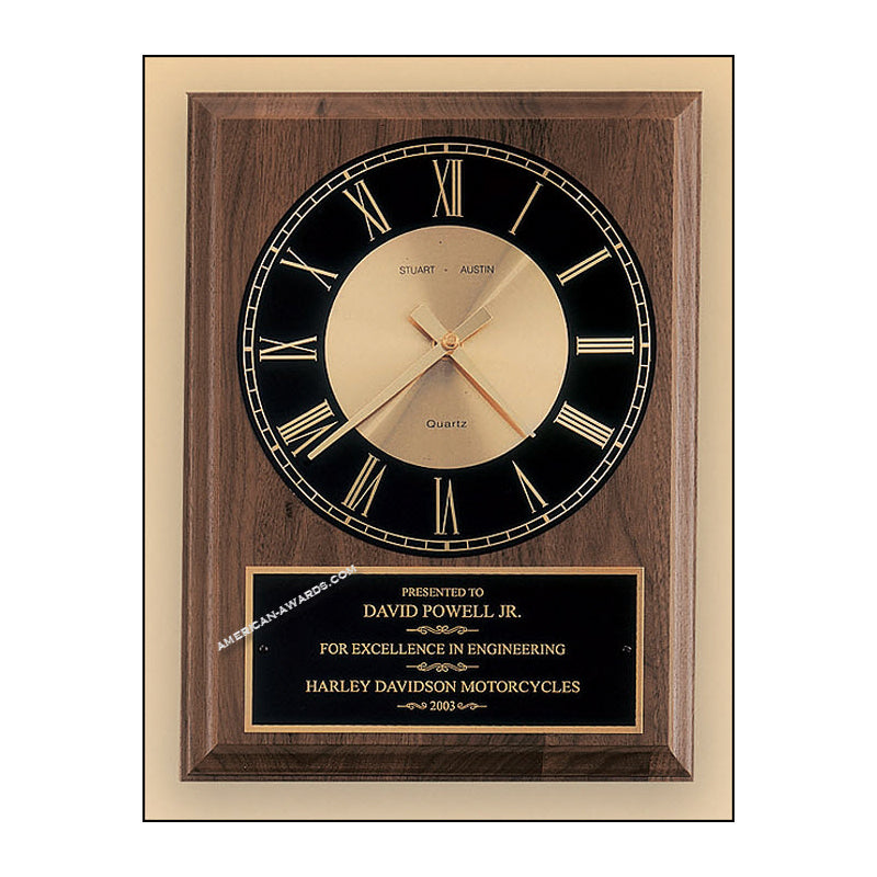 AP248 Walnut Clock Plaque - American Trophy & Award Company - Los Angeles, CA 90022