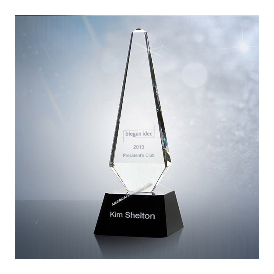 C1057 Optic Crystal Obelisk Award - American Trophy & Award Company - Los Angeles, CA 90022