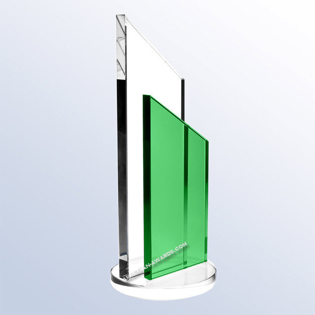 C1660 Green Success Optic Crystal Award - American Trophy & Award Company - Los Angeles, CA 90022