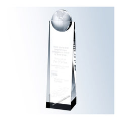 C586 Crystal Globe Tower Award - American Trophy & Award Company - Los Angeles, CA 90022