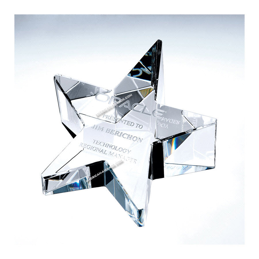 C606 Crystal Slant Star Paperweight:American Trophy & Award Company Los Angeles, CA