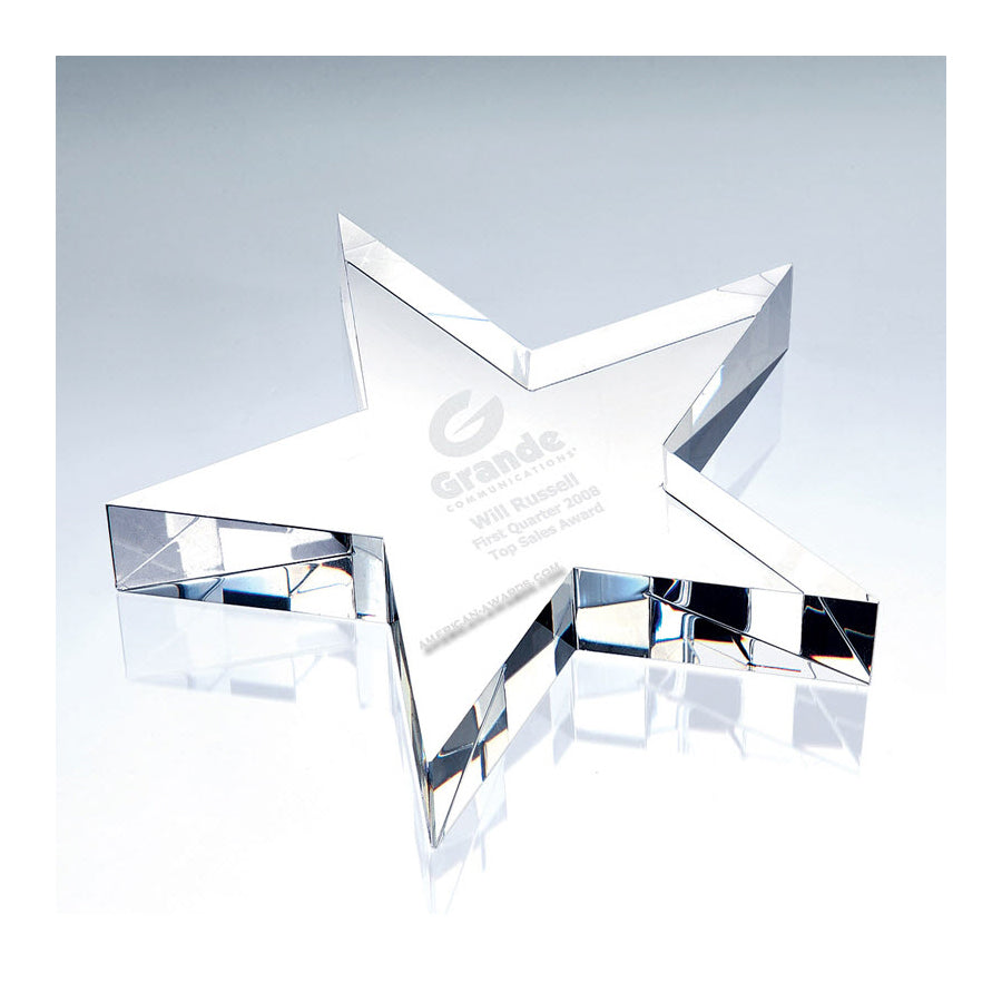 C677 Crystal Flat Star Paperweight:American Trophy & Award Company Los Angeles, CA