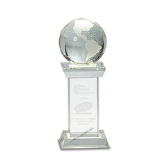 CRY159 Crystal Globe on Tower Award - American Trophy & Award Company - Los Angeles, CA 90022
