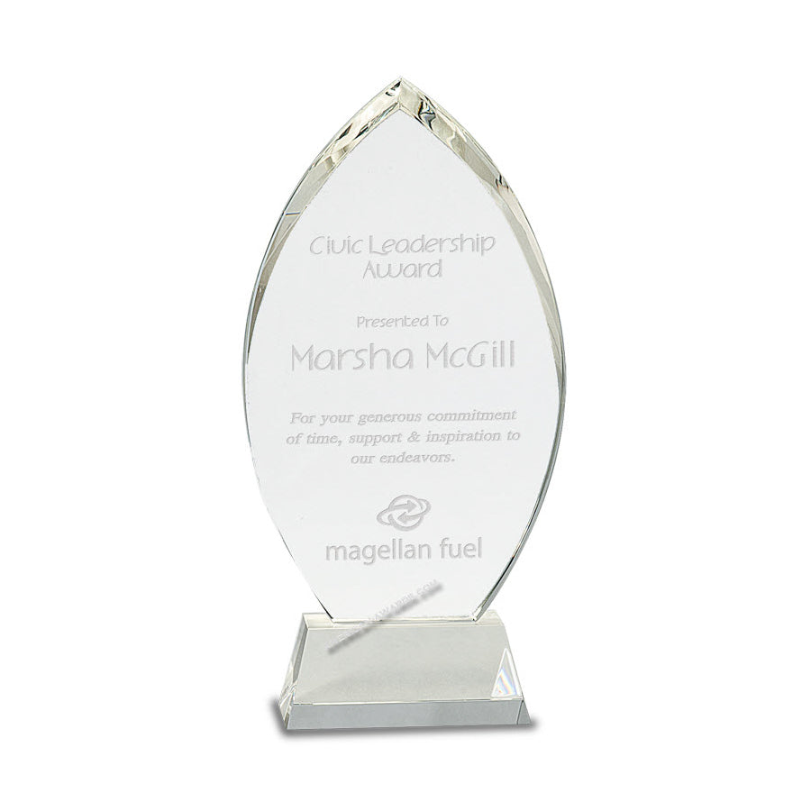 CRY164 Optic Crystal Flame Award - American Trophy & Award Company - Los Angeles, CA 90022