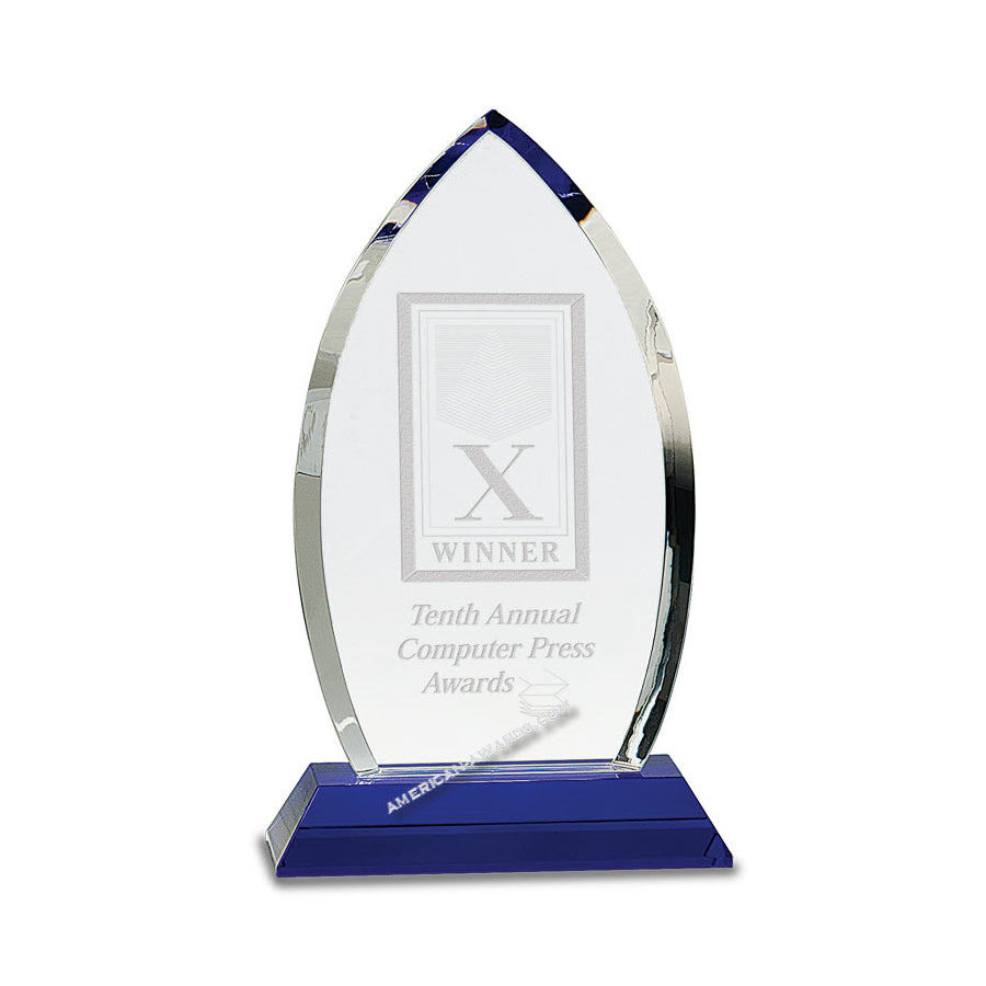 CRY268 Optic Crystal Blue Flame Award - American Trophy & Award Company - Los Angeles, CA 90022