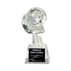 CRY75 Crystal World Globe on Hand Award - American Trophy & Award Company - Los Angeles, CA 90022