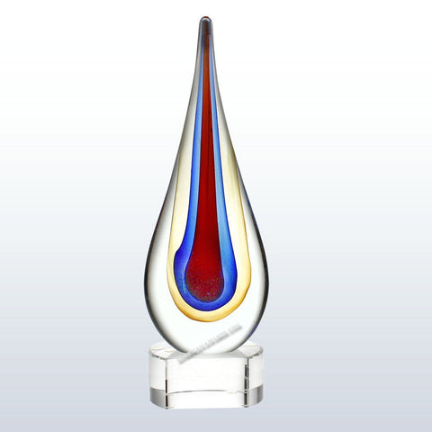 G1281|Tear Drop-Yellow Art Glass Award