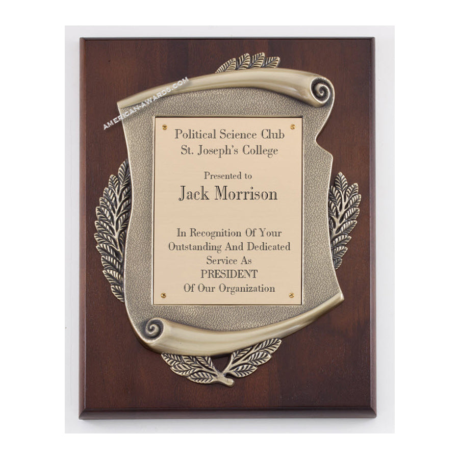 P180 Genuine Walnut Recognition Plaque - American Trophy & Award Company - Los Angeles, CA 90012