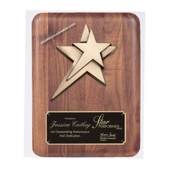 PC528 Genuine Walnut Bronze Star Plaque - American Trophy & Award Company - Los Angeles, CA 90012