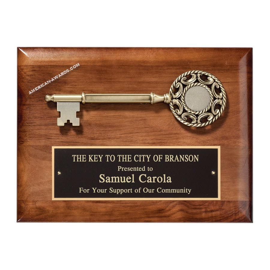 PC530 Genuine Walnut Key Award Plaque - American Trophy & Award Company - Los Angeles, CA 90012