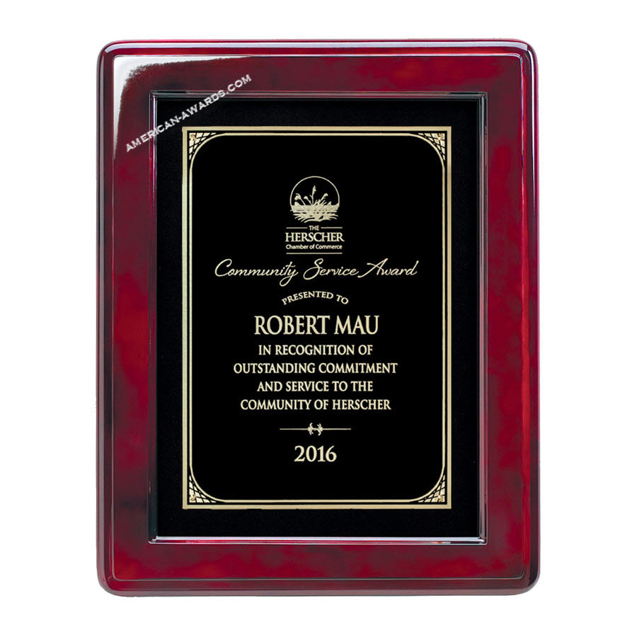 RF334B Rosewood-finish Award Plaque - American Trophy & Award Company - Los Angeles, CA 90012