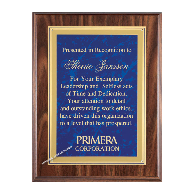 WF629 Walnut finish recognition plaque - American Trophy & Award Company - Los Angeles, CA 90022