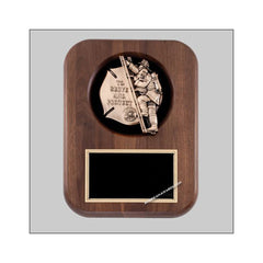 AT15 Genuine Walnut Fireman Plaque - American Trophy & Award Company - Los Angeles, CA 90022