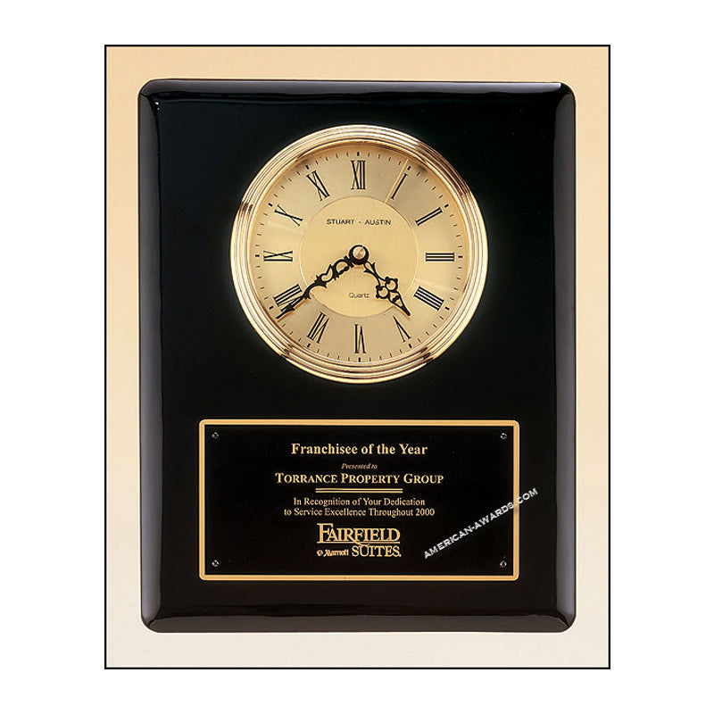 BC55 Ebony Piano-finish Clock Plaque - American Trophy & Award Company - Los Angeles, CA 90022