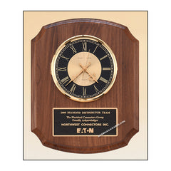 BC828 Walnut Quartz Clock Plaque - American Trophy & Award Company - Los Angeles, CA 90022