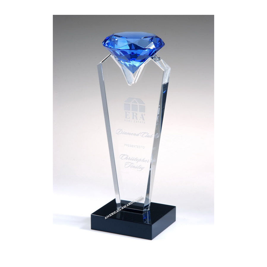 OCRD10B Optic Crystal Blue Rising Diamond Award - American Trophy & Award Company - Los Angeles, CA 90022