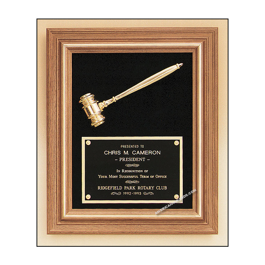 PG2442 Parliament Series Walnut Gavel Plaque - American Trophy & Award Company - Los Angeles, CA 90022