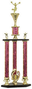 7S1201 Cheer leading three column Trophy-american trophy & award company-los angeles-ca